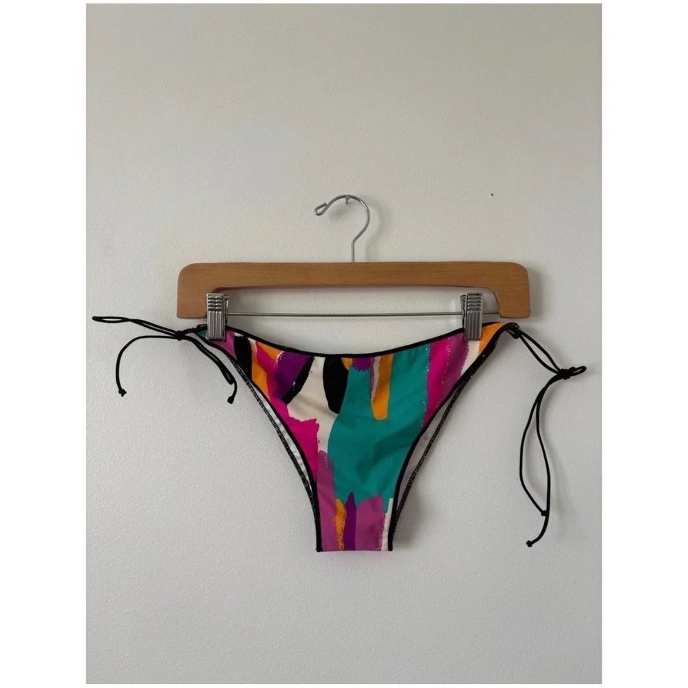 Vanessa Mooney The Aubrey Tie Bikini Bottom – Abstract Multi-Color – Size M - Picture 1 of 4